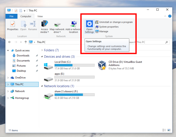 Windows 10 icon ng mga setting ng pc na ito