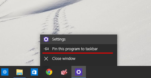 Pengaturan pin Windows 10 ke taskbar