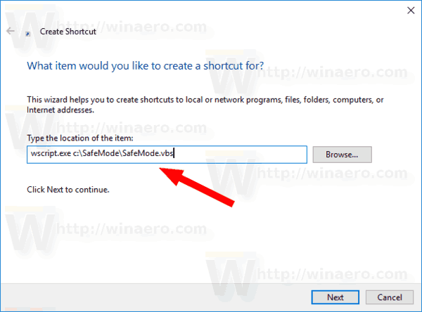 קיצור דרך למצב בטוח של Windows 10