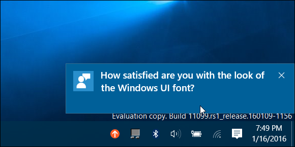Esimerkki Windows 10 -palautteesta