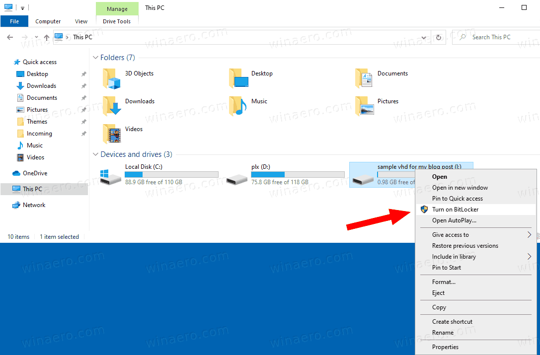 Windows 10 šifrovaný VHD uzamčen 1