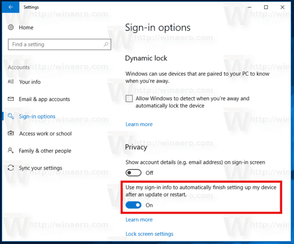 Logg på automatisk etter Windows 10 Start på nytt