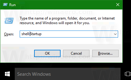 Atidarytas „Windows 10“ paleisties aplankas