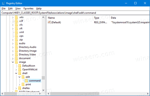 Windows 10 Ställ in Redigera bildkommando till GIMP
