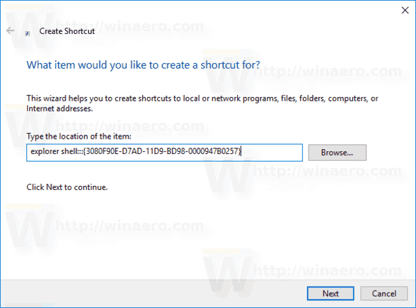 Feladatnézet parancsikon létrehozása Windows 10 rendszerben