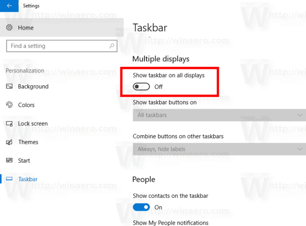 شريط المهام على الشاشة الرئيسية في نظام التشغيل Windows 10
