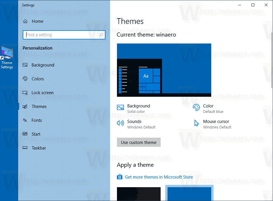 Ustvarite klasično bližnjico za prilagajanje v sistemu Windows 10