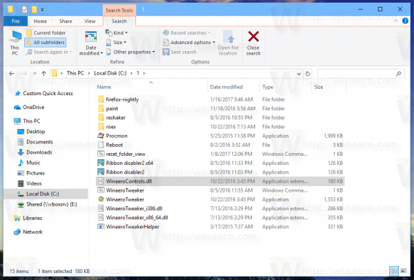 File Explorer -hakuvaihtoehdot