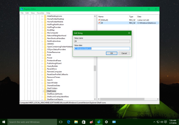 Windows 10 poista pikakuvakkeen nuolikuvake käytöstä