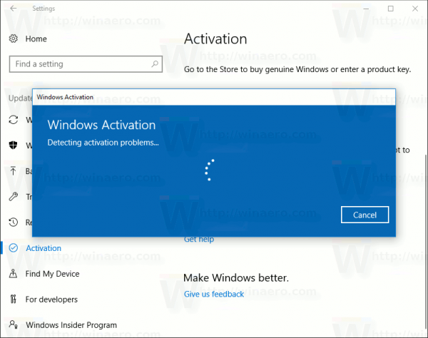 Windows 10: n aktivoinnin vianmääritys aloitettu