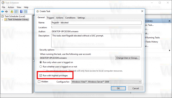 Windows 10 Create Task window new action dialog cmd