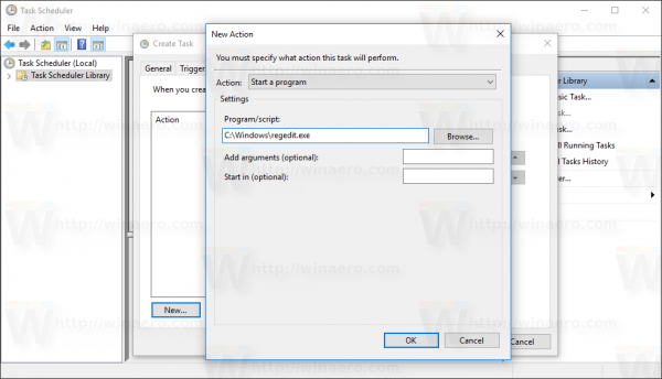 Windows 10 Task Scheduler menjalankan menu konteks