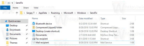 Windows 10 Αποστολή σε εικονίδια
