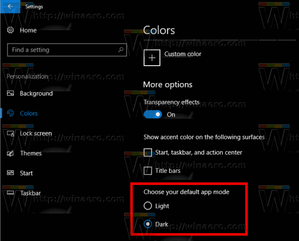 Windows 10 active le mode sombre