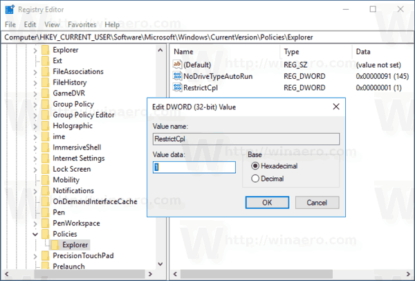 Applet Panel kawalan tertentu di Windows 10