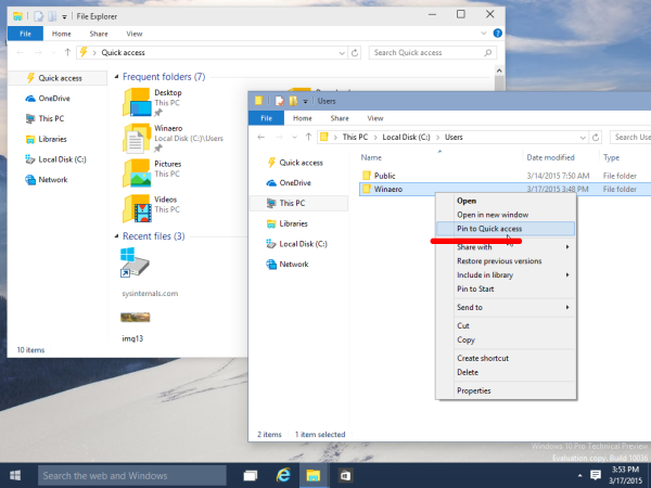 Windows 10 kontaktu ātrai piekļuvei