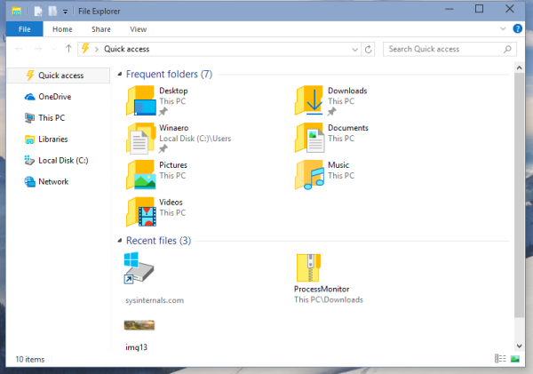 priečinok s rýchlym prístupom k systému Windows 10