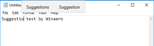 Παράδειγμα πρότασης κειμένου των Windows 10