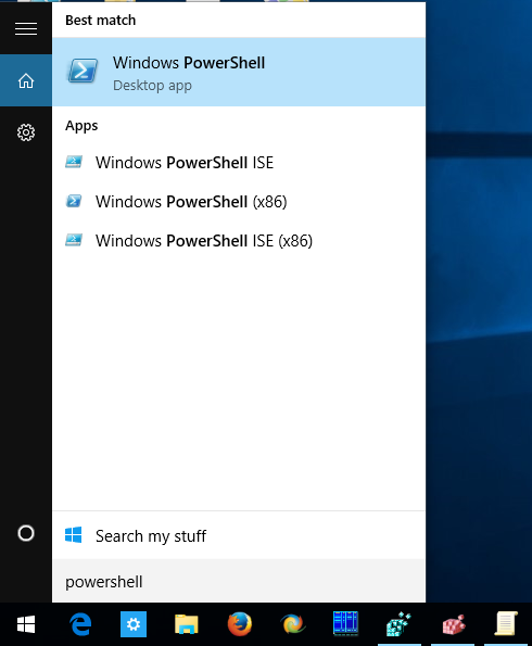 Windows 10 kör powershell från sökning