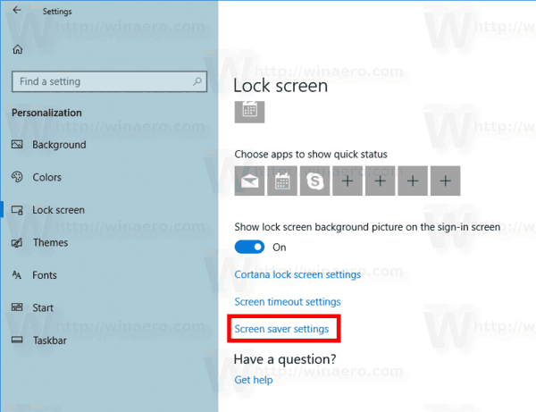 Windows 10 ekraanisäästja isikupärastamine
