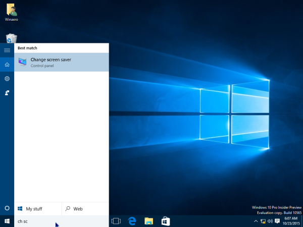 Windows 10 ekraanisäästja otsing