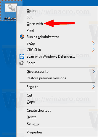 Windows 10 Cmd atvēršana ar konteksta izvēlni