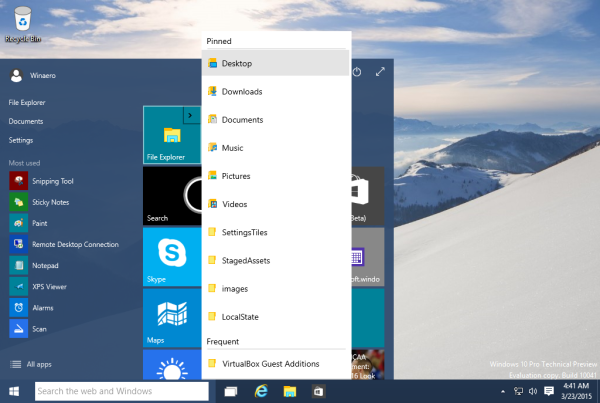 Startmenü-Sprunglisten Windows 10 10041