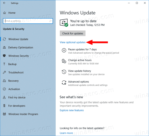 Bản cập nhật tùy chọn Windows 10 1