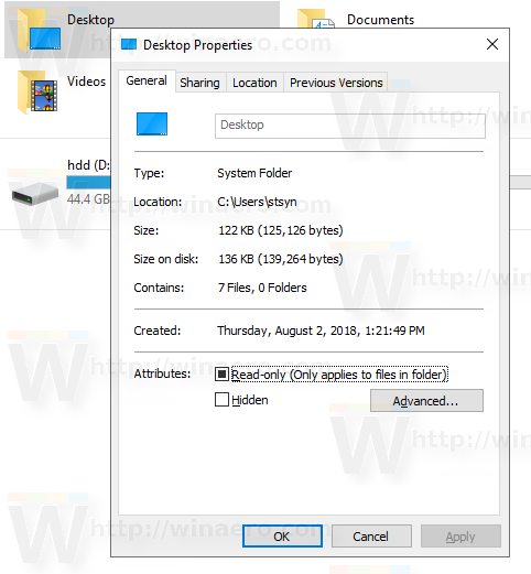 Properti Folder Desktop Tidak Ada Tab Kustomisasi Asli