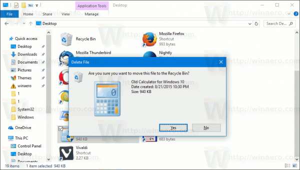Potvrdenie odstránenia systému Windows 10