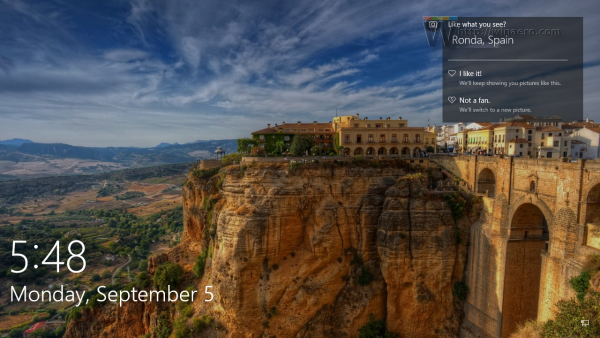 Windows 10 잠금 화면 기본값