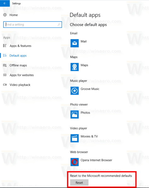 اختر Windows 10 التطبيقات الافتراضية حسب البروتوكول