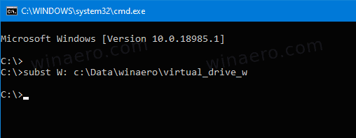 Lecteur virtuel Windows 10 Subst