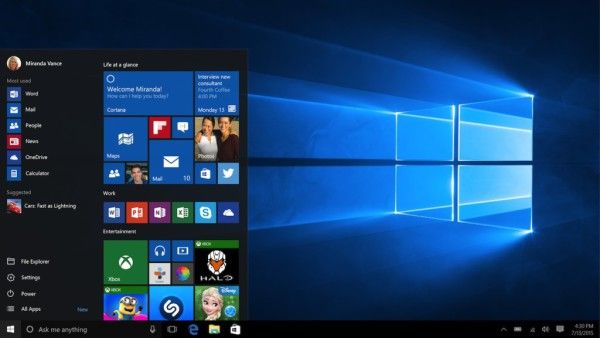 „Windows 10 RTM“ ekrano užsklanda