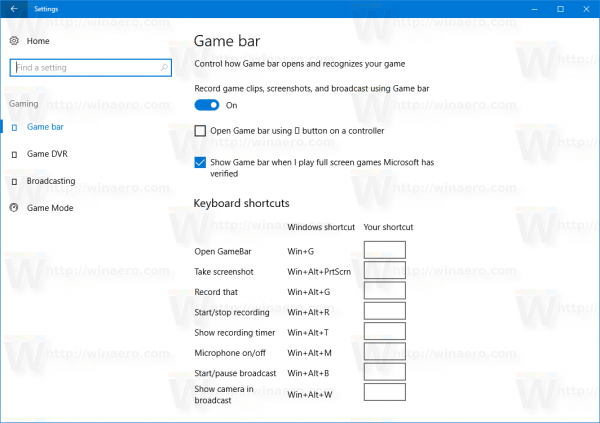 Windows 10 Poista pelipalkki käytöstä