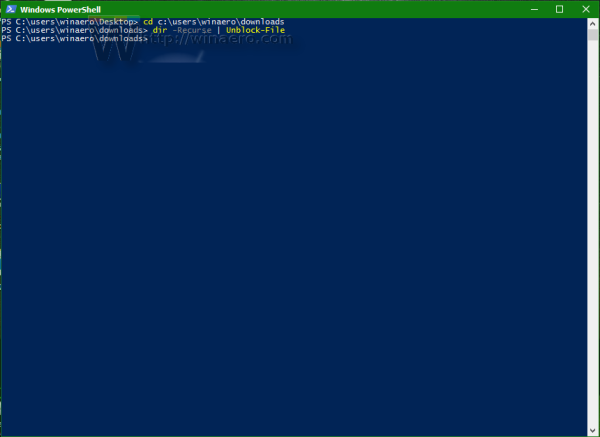Windows 10-batch avblockerar nedladdade filer