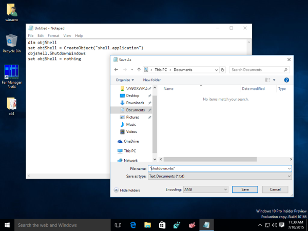 Windows 10: n sammutusvalintaikkunan pikakuvake
