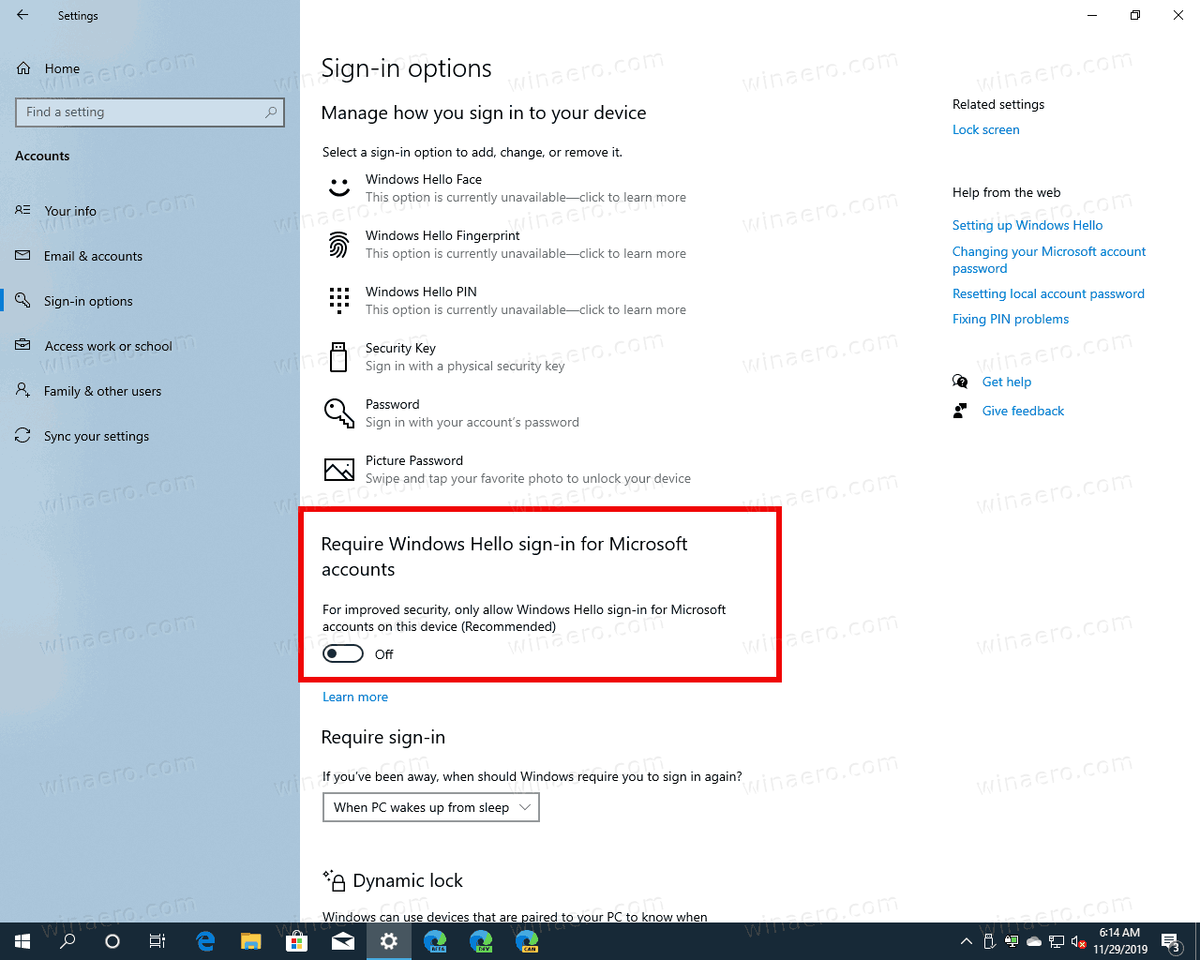 Windows 10 Poista Windows Hello käytöstä