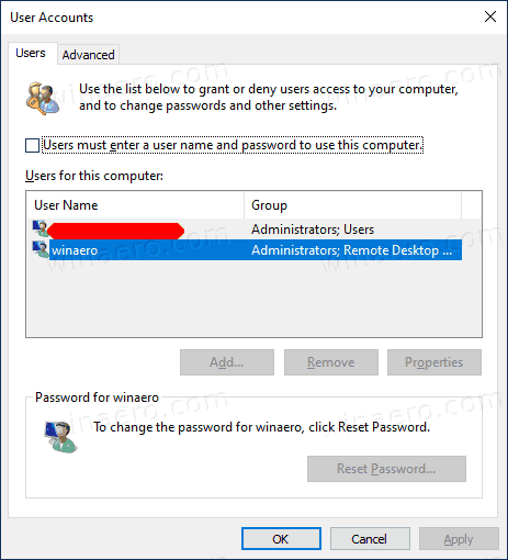 Windows 10 -versio 2004 Kirjaudu sisään automaattisesti