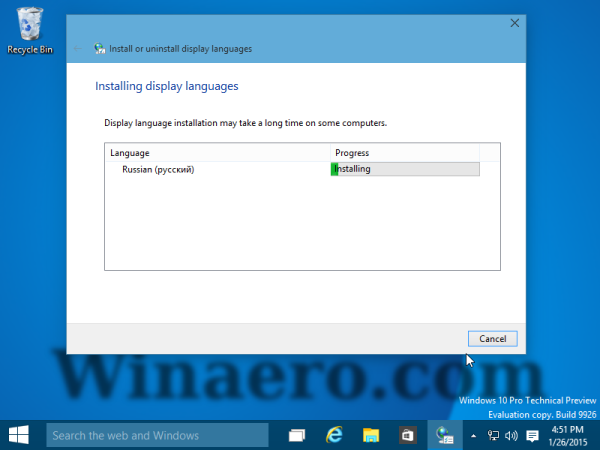 Windows MUI diinstal