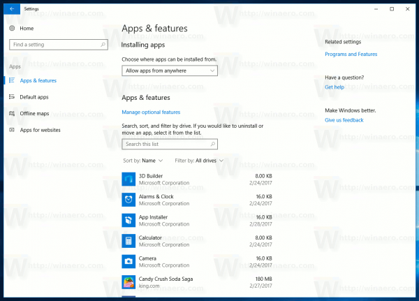 Choisissez où les applications peuvent être installées dans Windows 10
