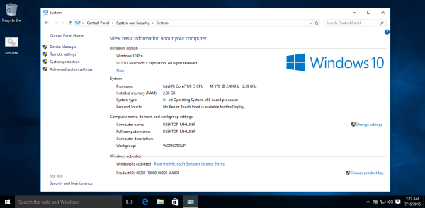 Windows 10 20240 aktivert