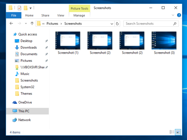 Windows 10 ekraanipiltide register