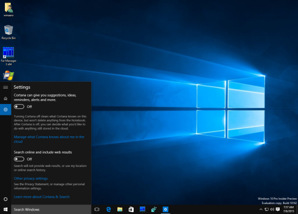 Windows 10 désactiver la recherche Web dans la barre des tâches