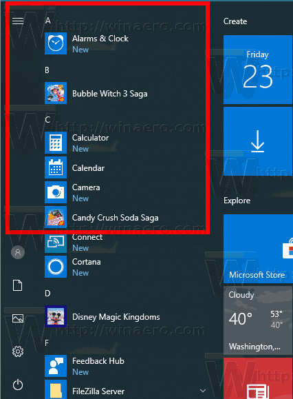 Windows 10 Applications récemment ajoutées supprimées du menu Démarrer