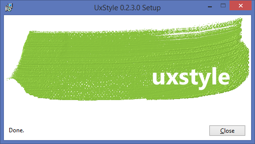 UxStyle 0.2.3.0 -asennus on valmis