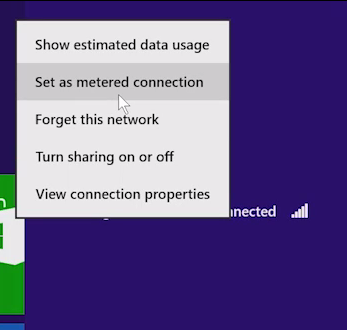 connexió mesurada a Windows 8