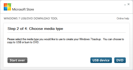 Windows 7: n USB-DVD-lataustyökalu 2