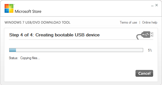 Windows 7: n USB-DVD-lataustyökalu 4