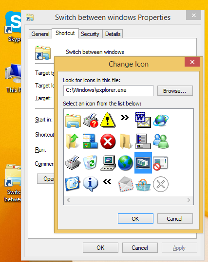 instellen Schakelen tussen Windows-pictogram
